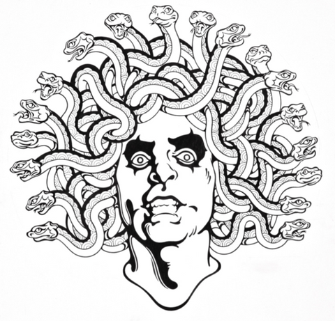 Alice Cooper - Medusa Head - Black & White Print